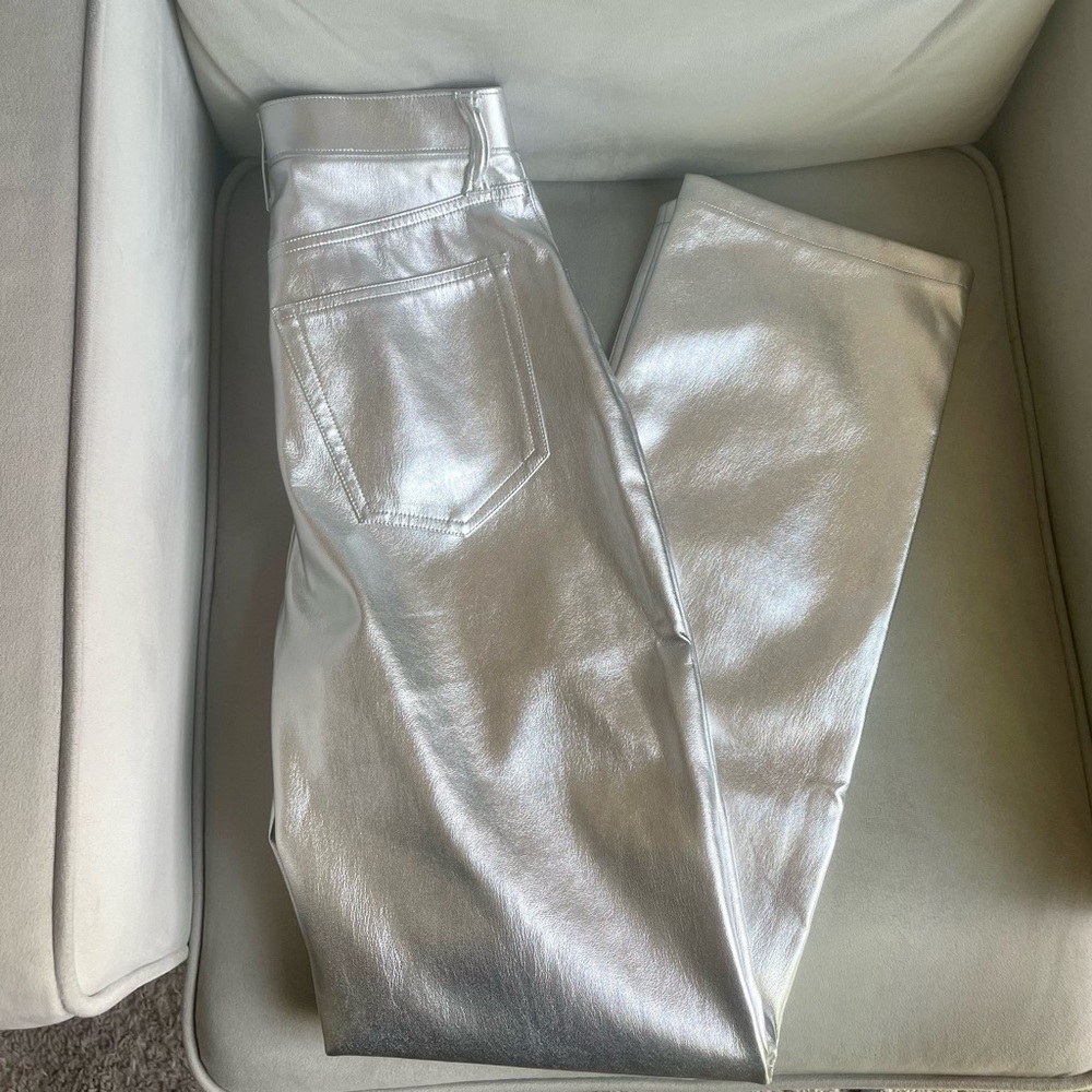 Abercrombie & Fitch Silver 90’s Straight Leg Vegan Leather Pants - Picture 11 of 11